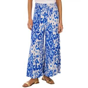 Vince Camuto Women's Smocked-Waist Pull-On Wide-Leg Pants Royal Blue Azure XS